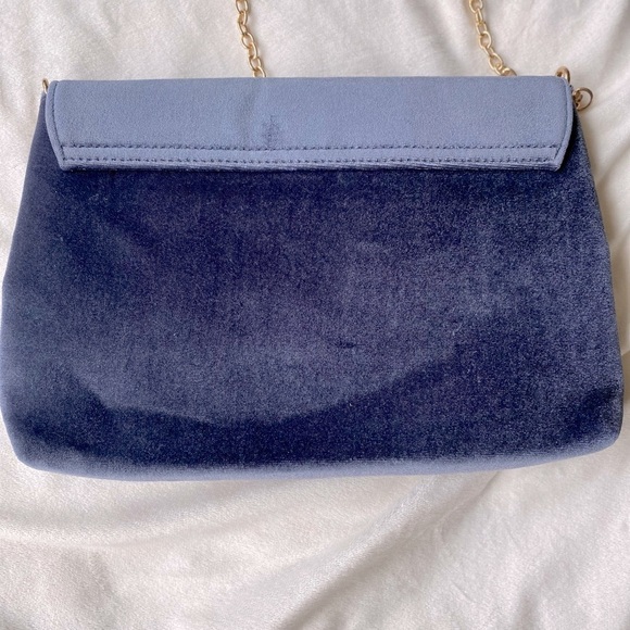 Street Level Blue and Gold Clutch Velvet Wristlet - Picture 2 of 9